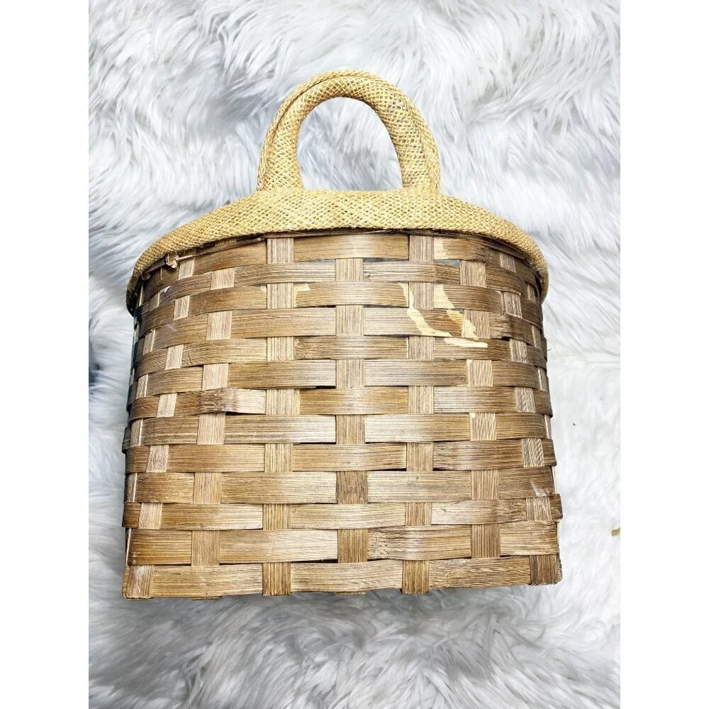 WOODEN ONION GRAPHIC KITCHEN COTTAGE FARMHOUSE STORAGE BASKET, 16 x 13.5 x‎ 9